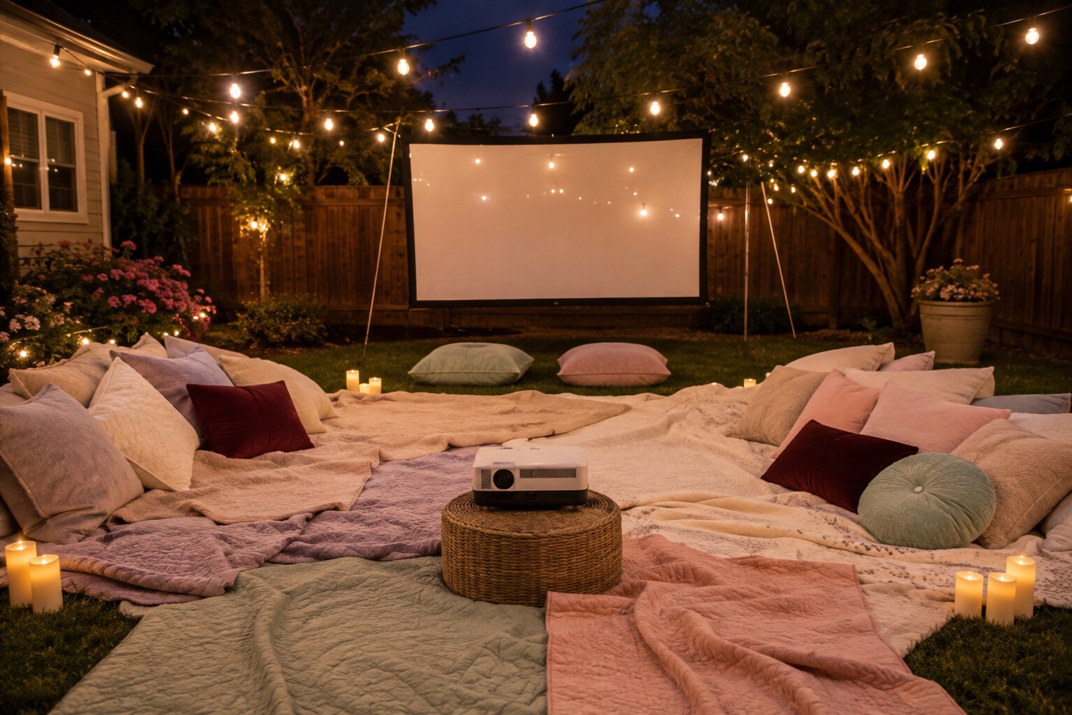 Backyard movie night experience