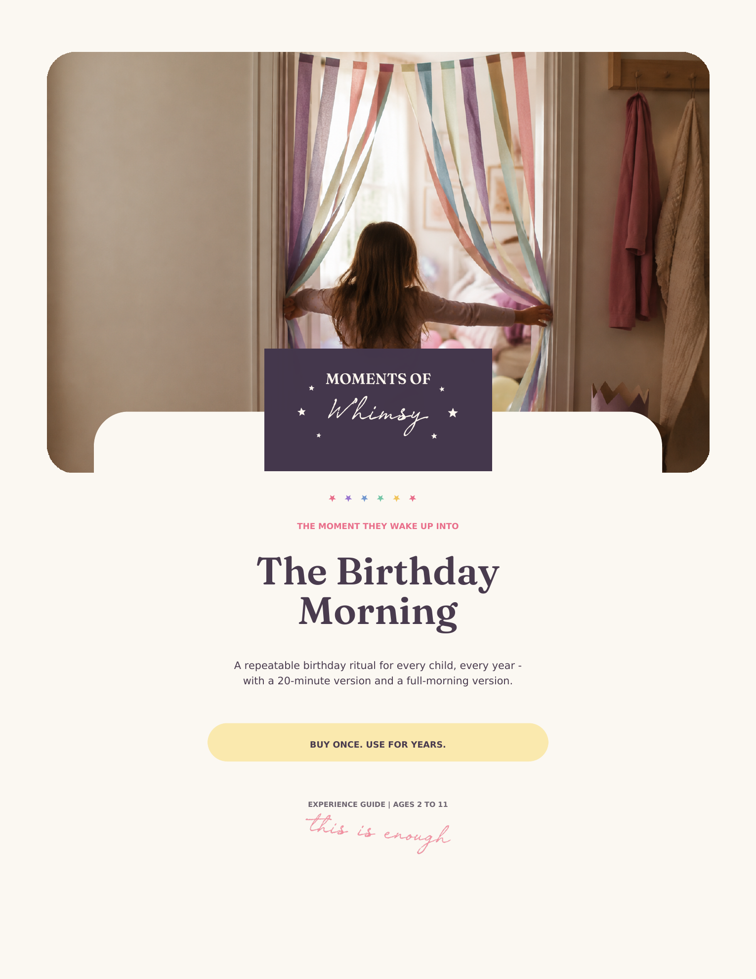 Cover of the 25-page Birthday Morning Experience Guide