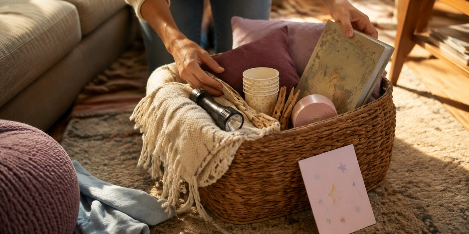 Warm family setup made from simple household pieces and a few intentional details
